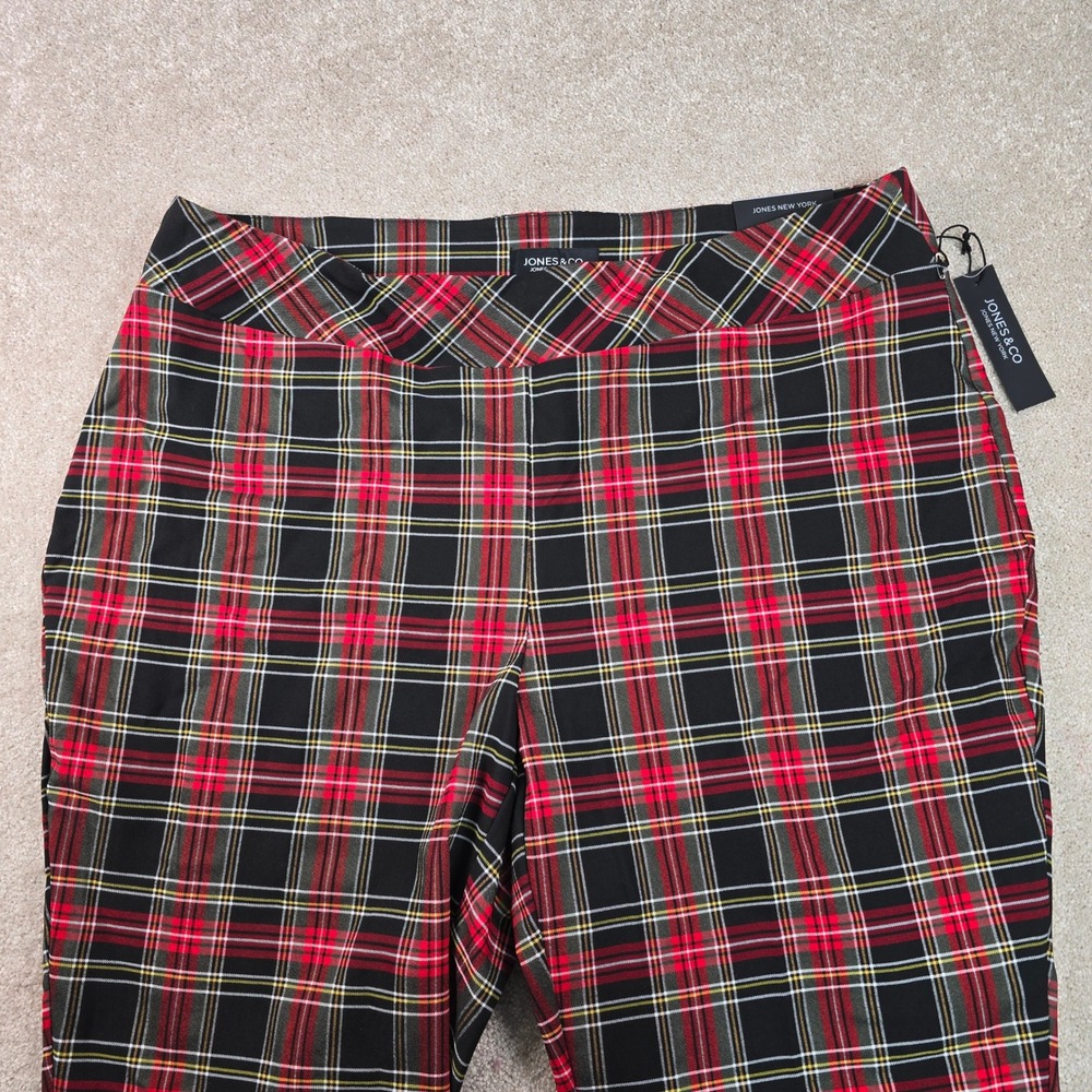 Jones & Co Jones New York Red Plaid Pull On Dress Pants Plus Size 3X NWT